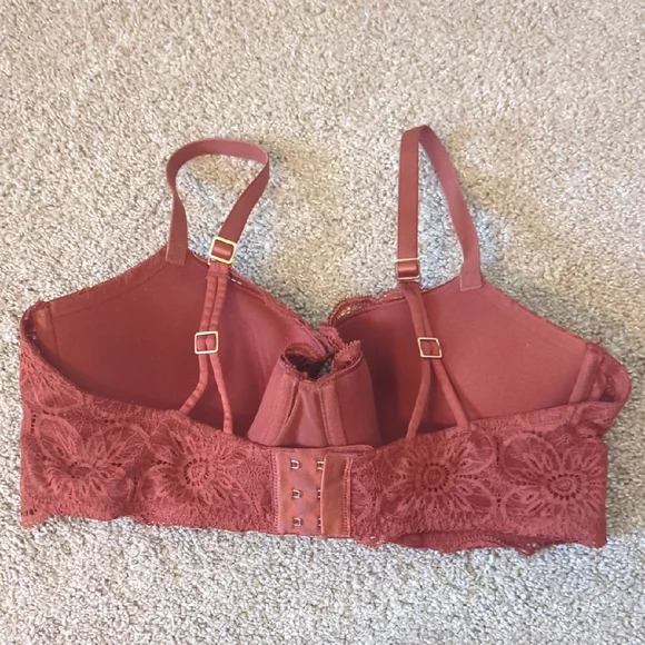 Aerie Rust Orange Lace Floral Bra - Picture 2 of 2